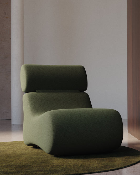 Fauteuil Club en tissu bouclette vert foncé