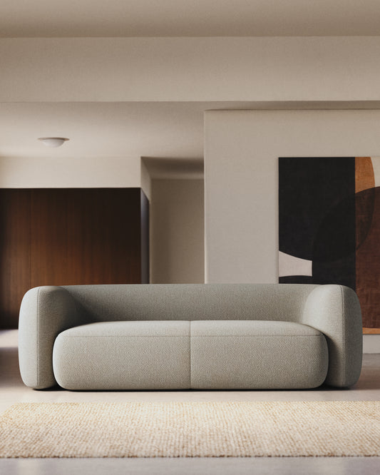 Canapé Martina 3 places ignifugé en bouclette coloris pierre 246 cm – Certifié FSC Mix Credit