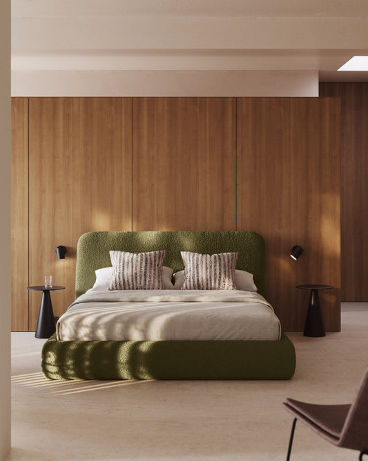 Lit déhoussable Martina en bouclette vert foncé pour matelas de 160 x 200 cm FSC Mix Credit