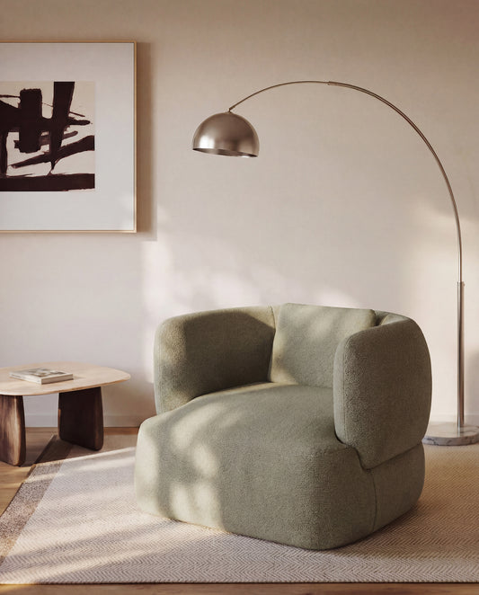 Fauteuil pivotant avec coussin Martina ignifugé en chenille verte FSC Mix Credit