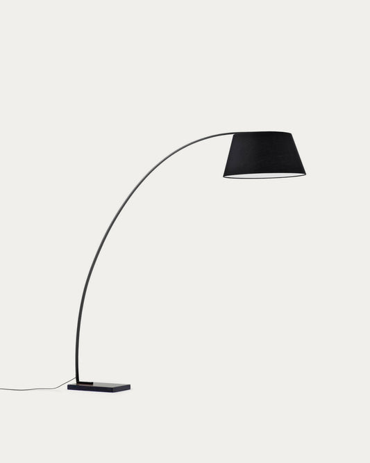 Lampadaire Juhe noir en acier et base en marbre