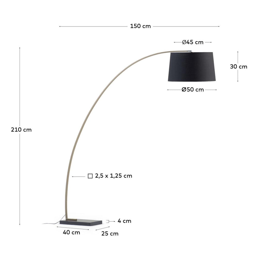 Lampadaire Juhe métal doré et marbre noir
