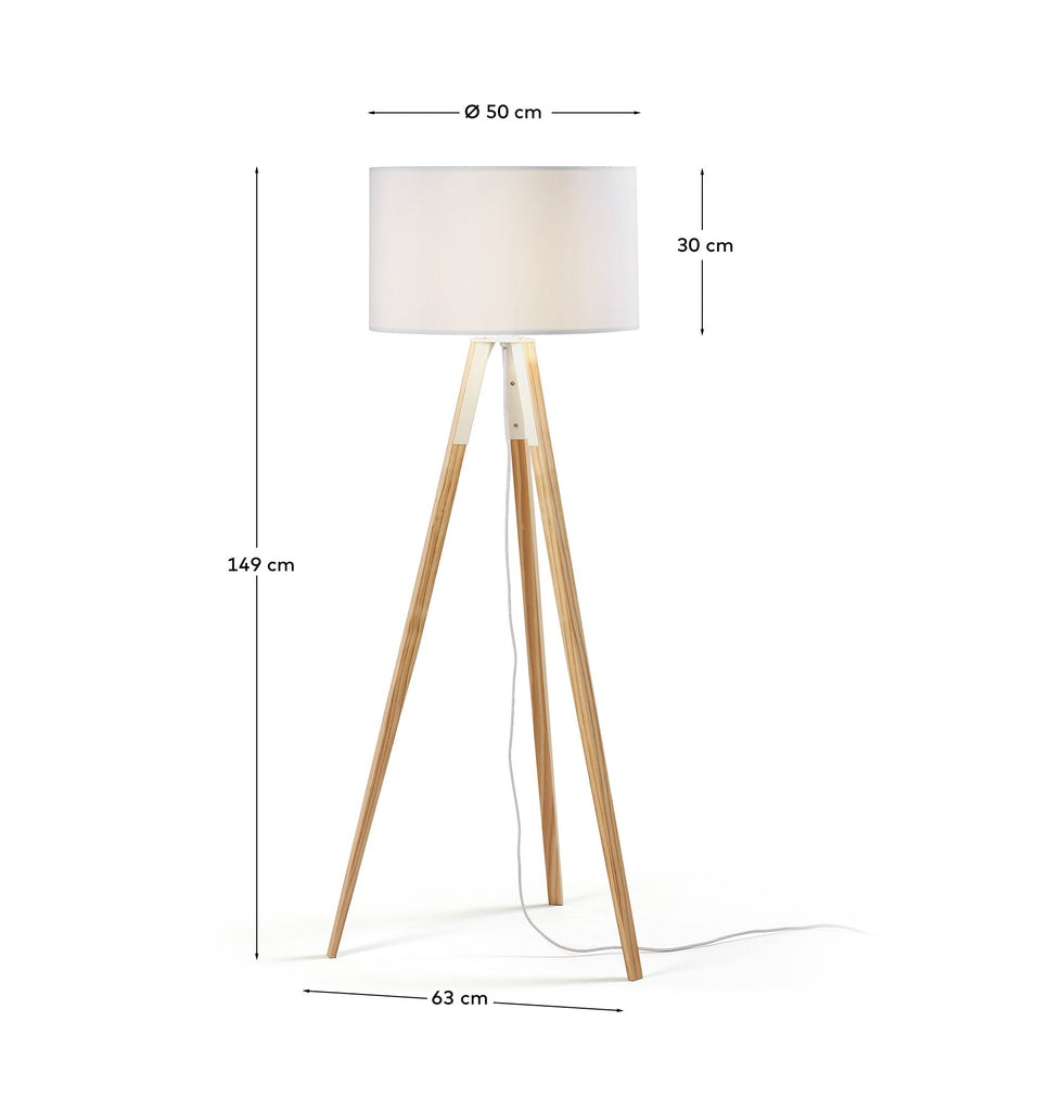 Lampadaire Iguazu, blanc et bois