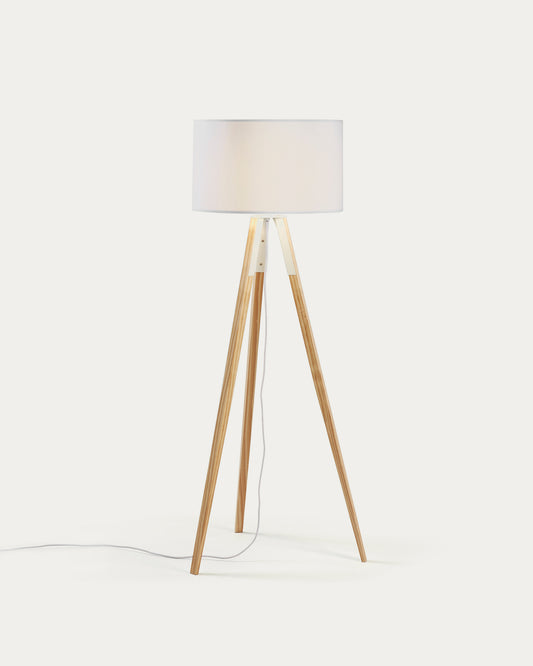 Lampadaire Iguazu, blanc et bois
