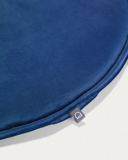 Galette de chaise ronde Rimca velours bleu Ø 35 cm