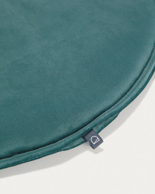 Galette de chaise ronde Rimca velours turquoise Ø 35 cm