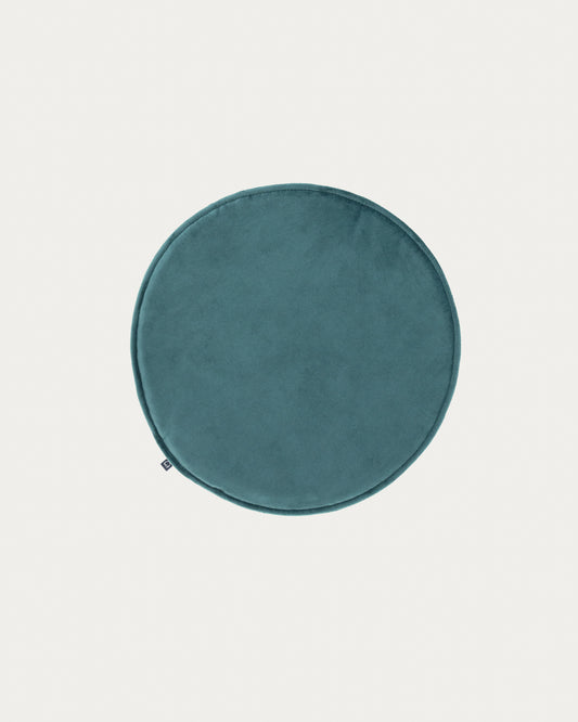 Galette de chaise ronde Rimca velours turquoise Ø 35 cm