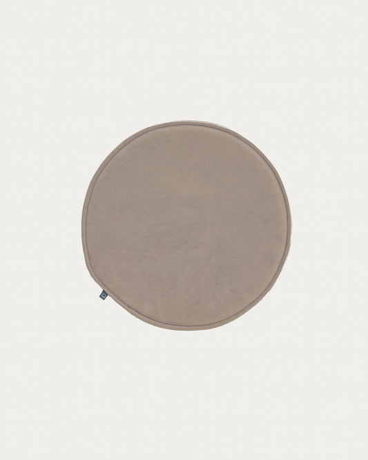 Galette de chaise ronde Rimca velours taupe Ø 35 cm