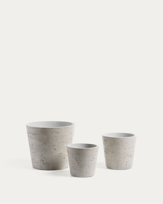 Set Low de 3 cachepots gris Ø 23,5 cm / Ø 16,5 cm / Ø 14 cm