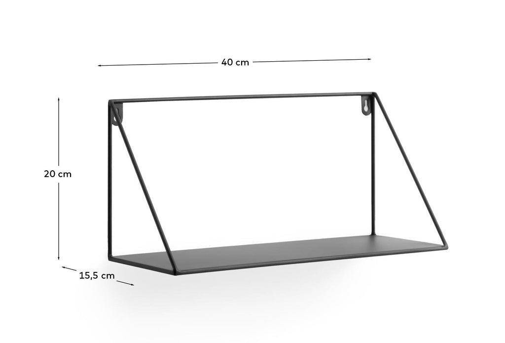Étagère Teg triangle en acier avec finition noire 40 x 20 cm