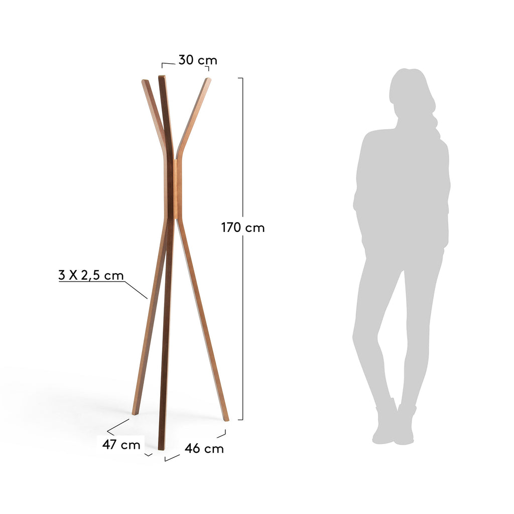 Porte-manteaux Chelsey bois d'hévéa 170 cm