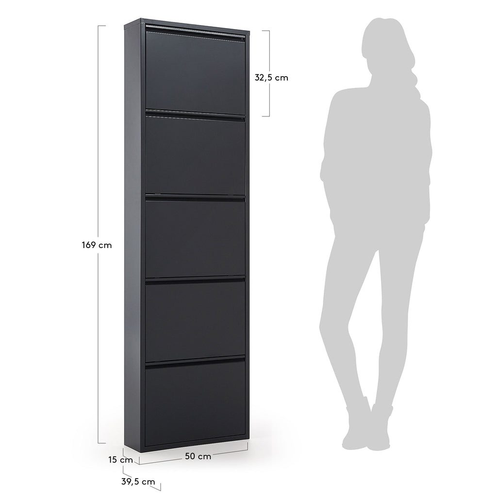 Meuble à chaussures Ode 50 x 168,5 cm 5 portes gris foncé