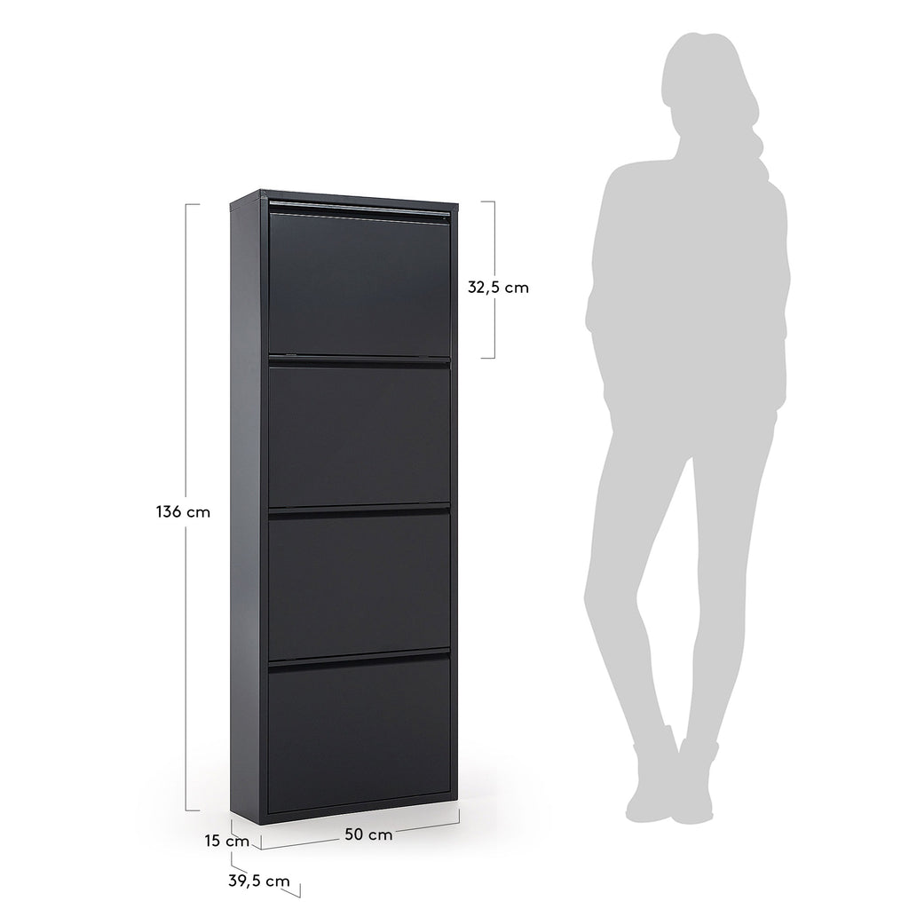 Meuble à chaussures Ode 50 x 136 cm 4 portes gris foncé