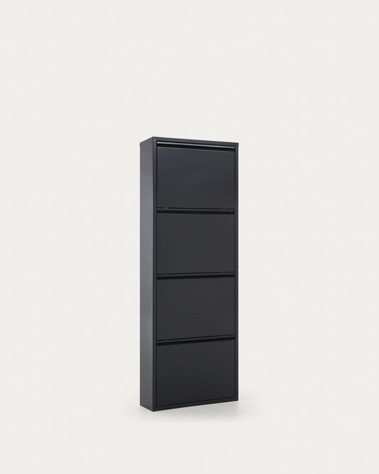 Meuble à chaussures Ode 50 x 136 cm 4 portes gris foncé