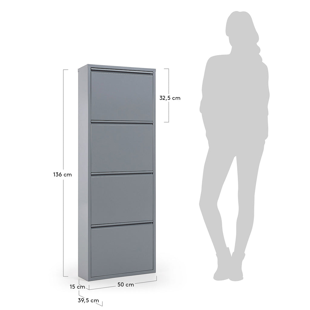 Meuble chaussures Ode 50 x 136 cm 4 portes gris