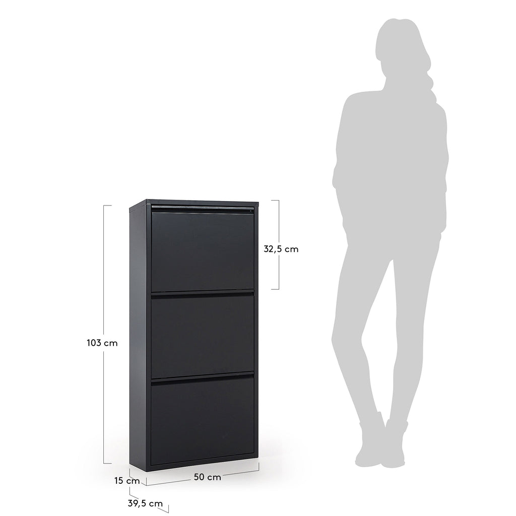Meuble à chaussures Ode 50 x 103 cm 3 portes gris foncé