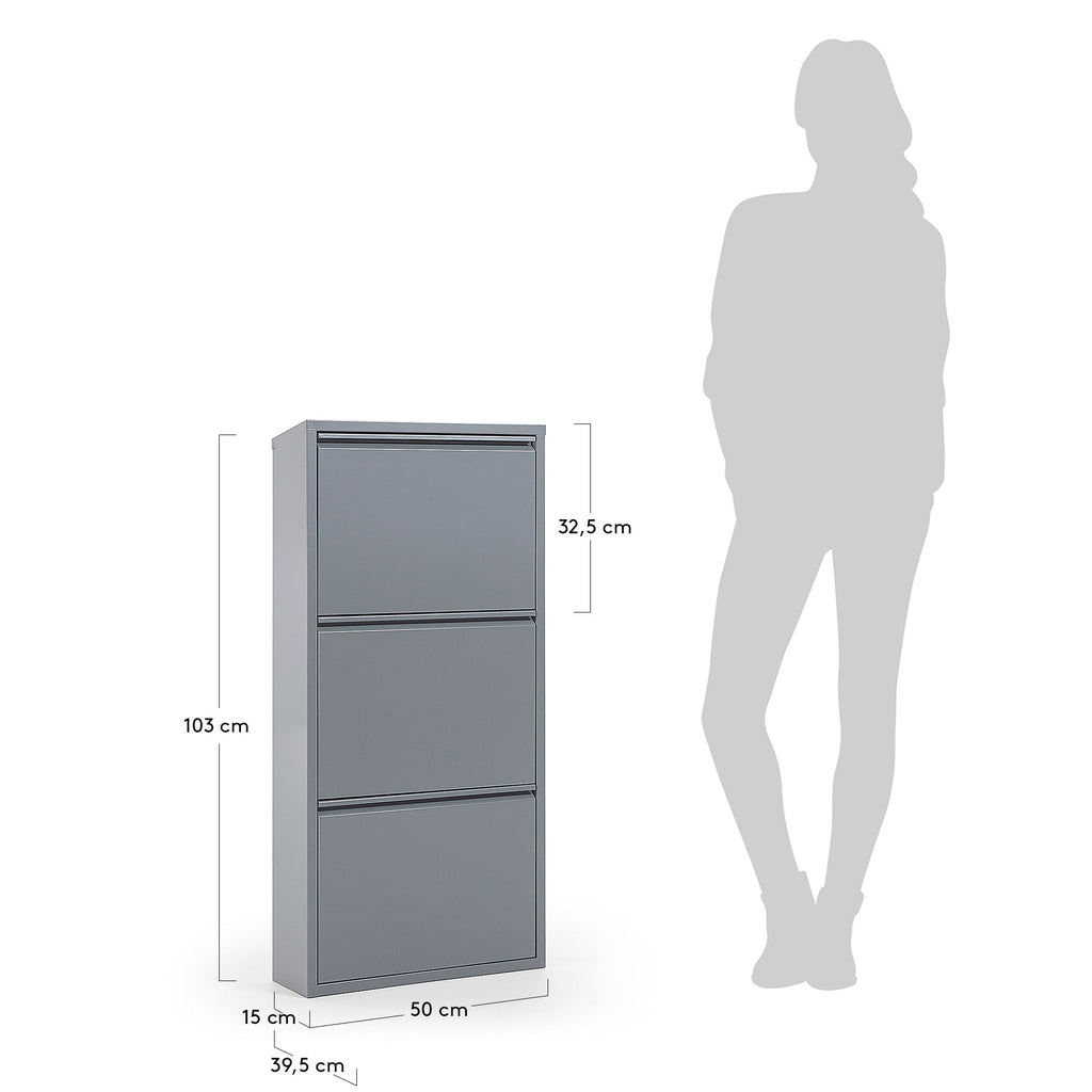 Meuble chaussures Ode 50 x 103 cm 3 portes gris