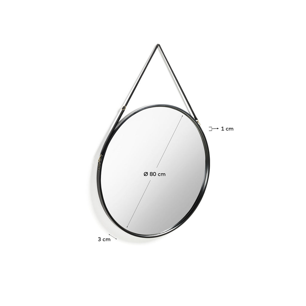 Miroir Raintree en MDF et polyuréthane noir Ø 80 cm