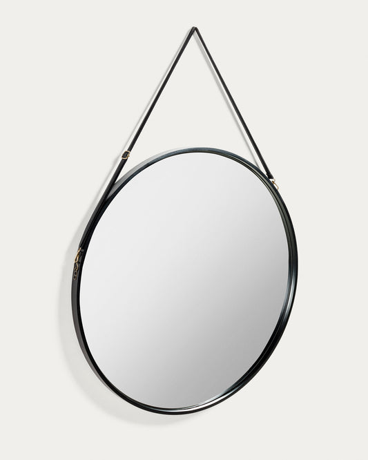 Miroir Raintree en MDF et polyuréthane noir Ø 80 cm