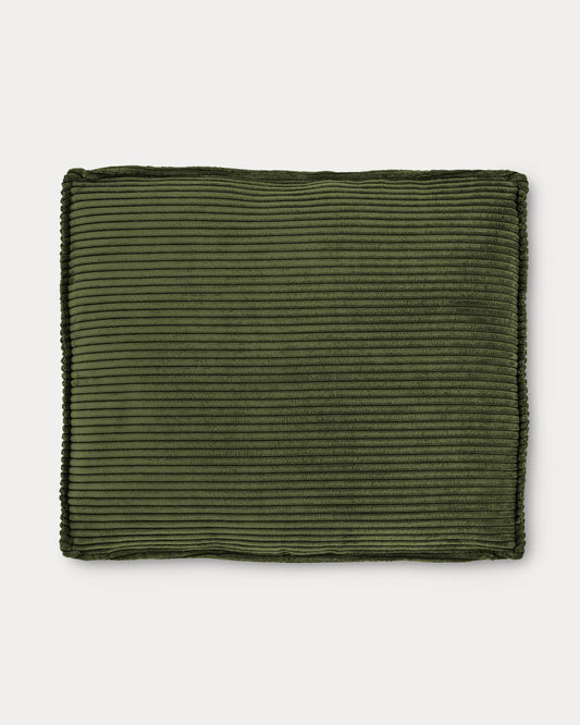 Coussin Blok ignifugé en velours côtelé épais vert 50 x 60 cm