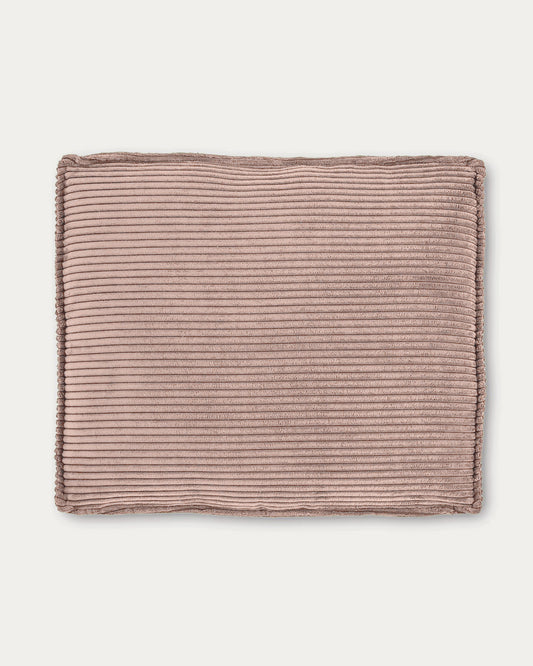 Coussin Blok ignifugé en velours côtelé épais rose 50 x 60 cm