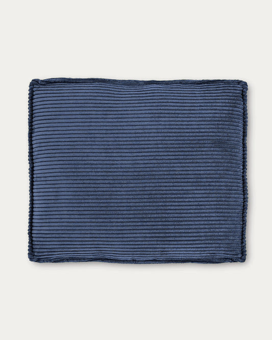 Coussin Blok ignifugé en velours côtelé épais bleu 50 x 60 cm