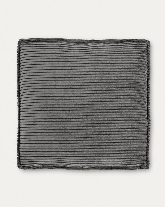 Coussin Blok en velours côtelé épais gris 60 x 60 cm