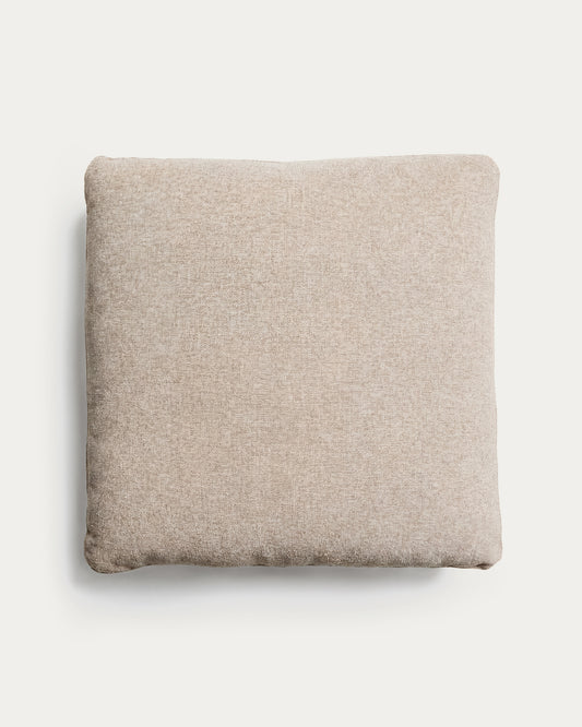 Coussin Blok en chenille beige 60 x 60 cm