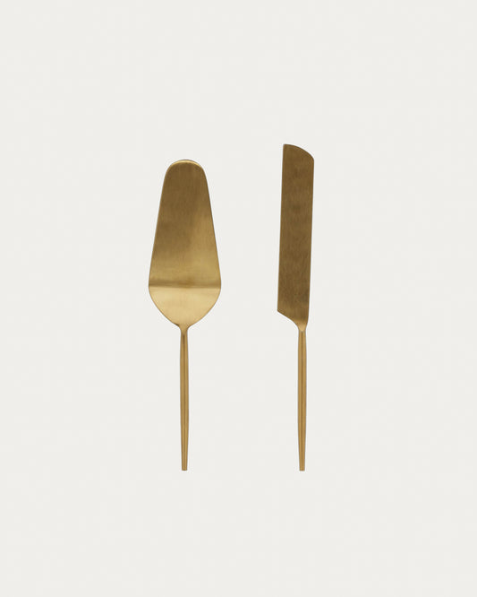 Ensemble Lite de 2 couverts à dessert doré