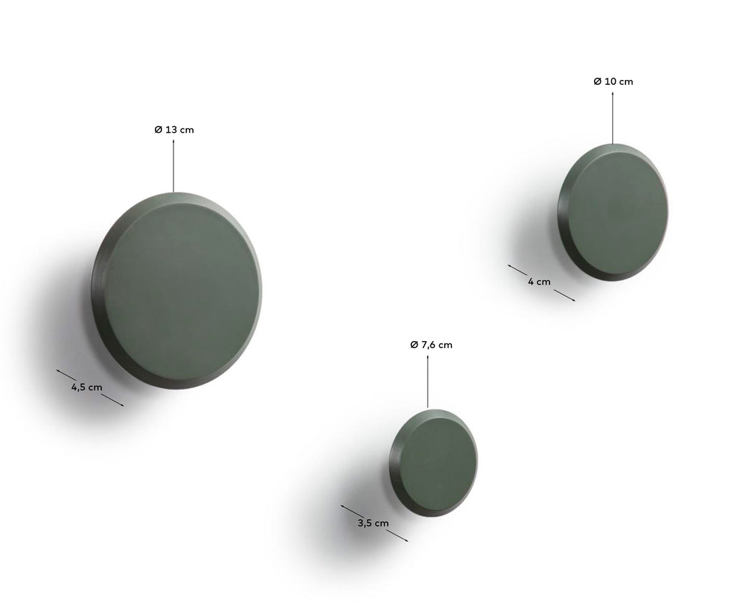 Lot Nadua de 3 patères en bois de hêtre couleur verte
