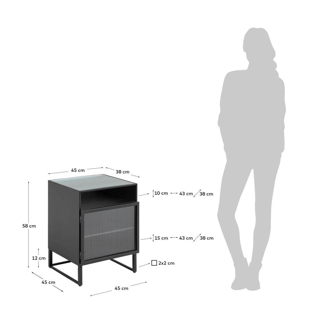 Table de chevet Trixie en acier noir 45 x 58 cm