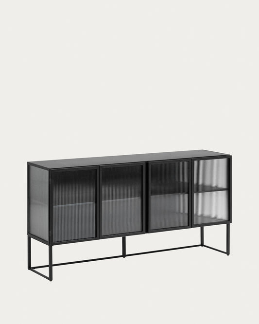 Buffet Trixie 4 portes en acier finition peint noir 160 x 81 cm