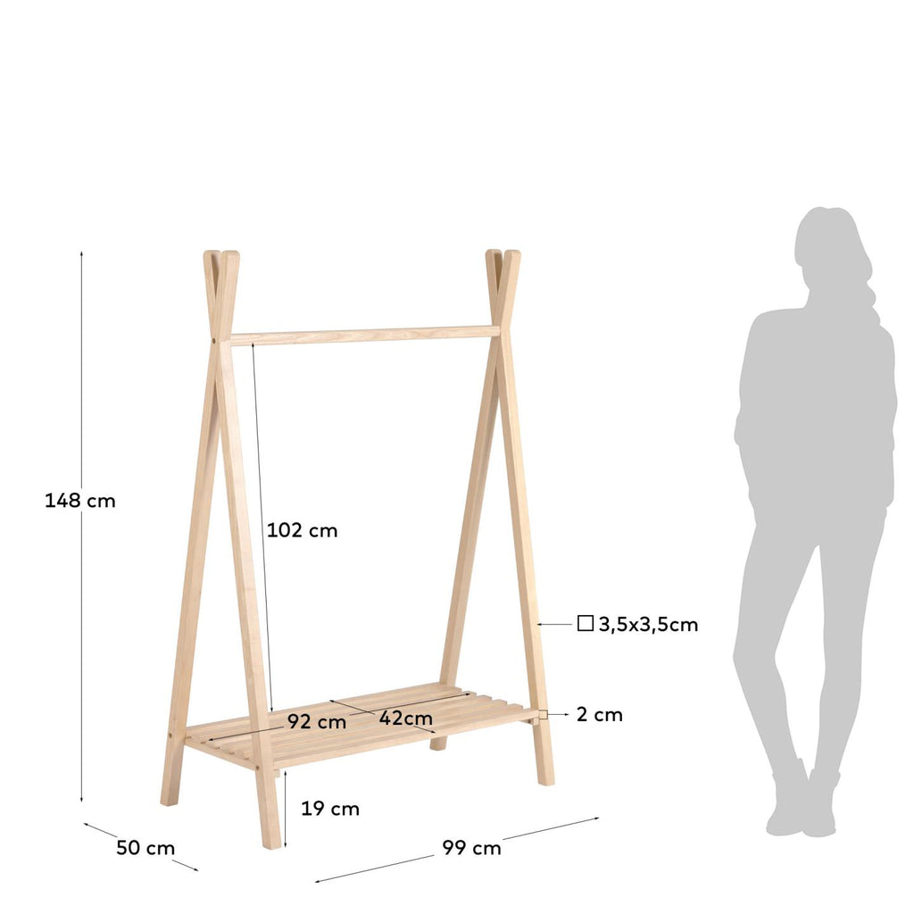 Penderie tipi Maralis en bois de hêtre 148 x 50 cm