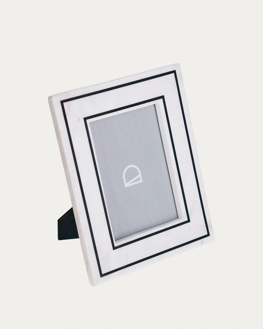 Cadre photo Vittoria en marbre blanc et noir 25 x 20 cm