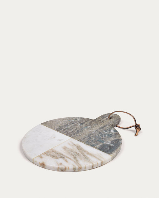 Plateau ronde grande Xamila en marbre multicolore