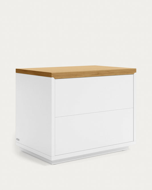 Table de chevet Abilen en contreplaqué de chêne laqué blanc 53 x 44 cm
