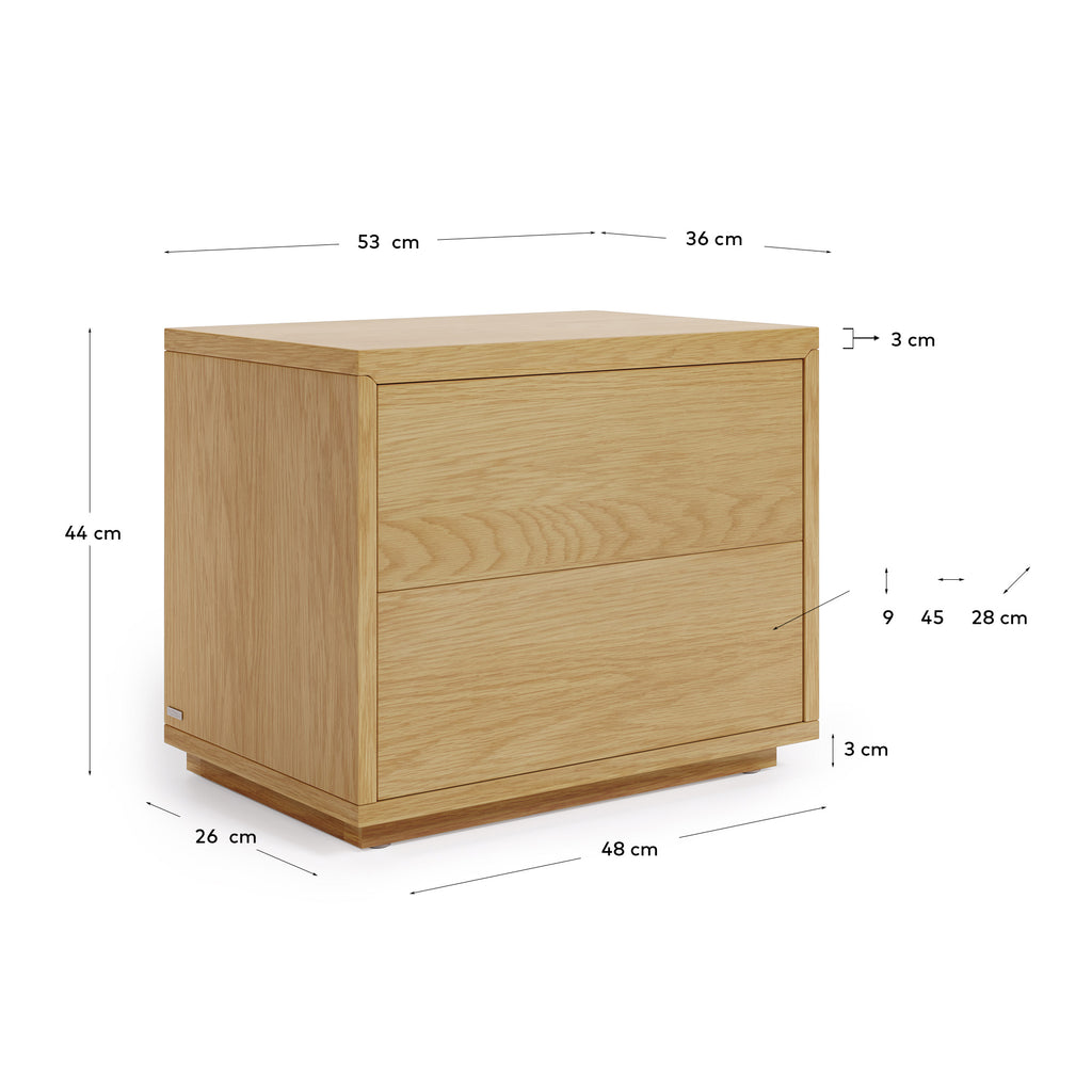 Table de chevet Abilen en placage de chêne 53 x 44 cm FSC 100 %