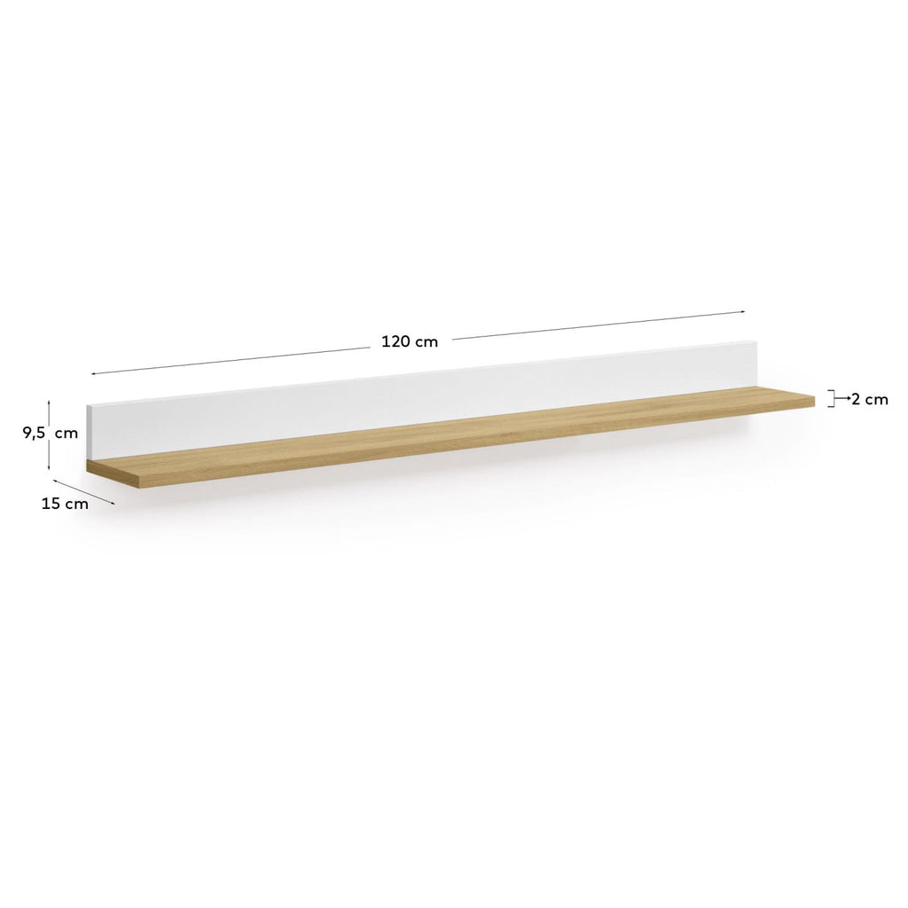 Étagère Abilen en placage de chêne et laqué blanc 120 x 15 cm FSC 100 %