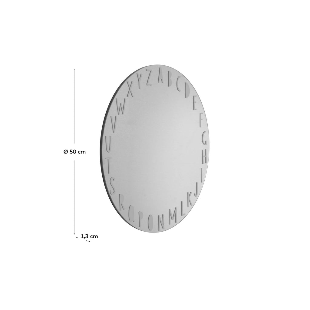 Miroir mural rond Keila alphabet gris Ø 50cm