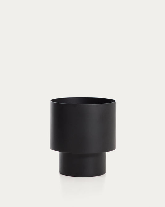 Cache-pot rond Mash métal noir Ø 28 cm