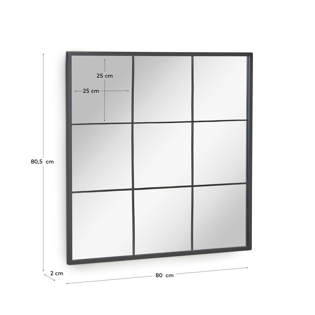 Miroir mural Ulrica métal noir 80 x 80cm