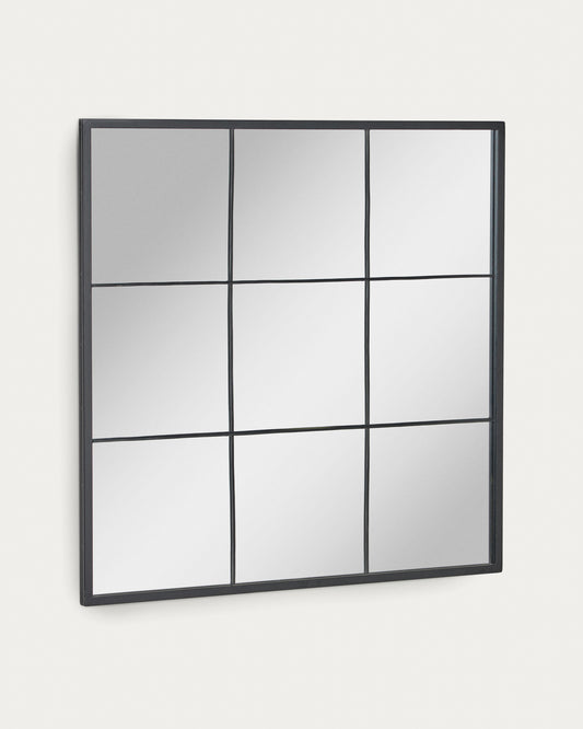 Miroir mural Ulrica métal noir 80 x 80cm