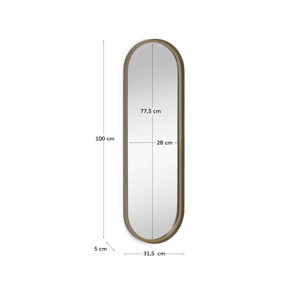 Miroir mural Tiare métal doré 31 x 101 cm