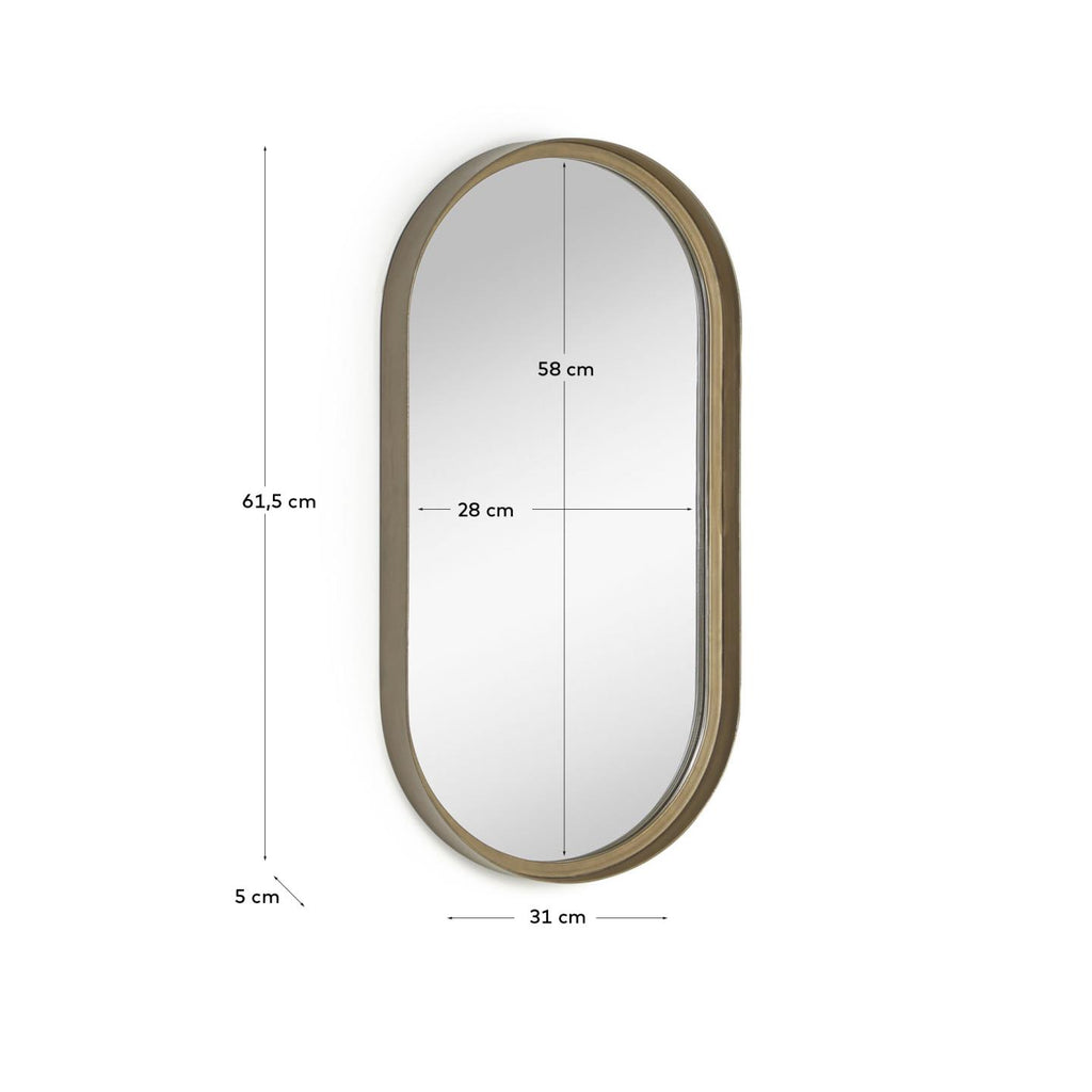 Miroir mural Tiare métal doré 31 x 61,5 cm