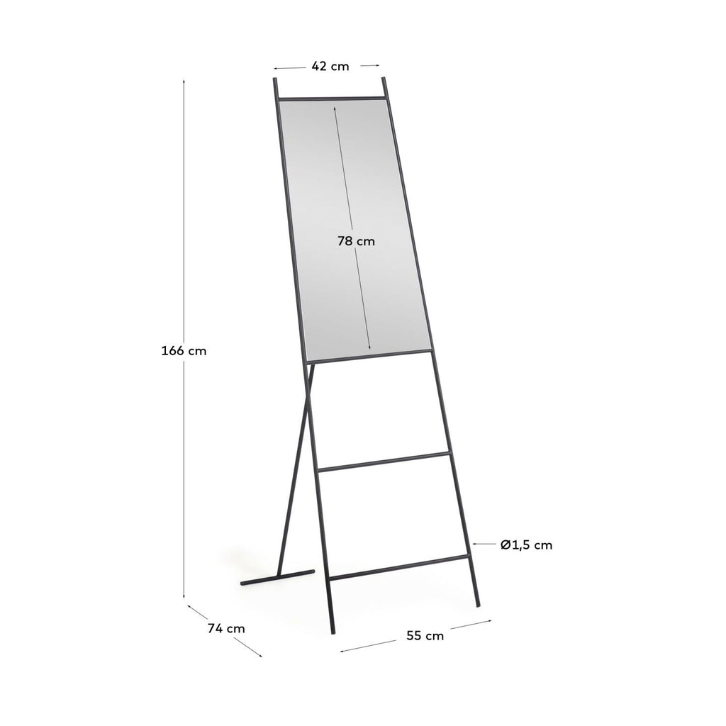Miroir sur pied Norland métal noir 55 x 166 cm