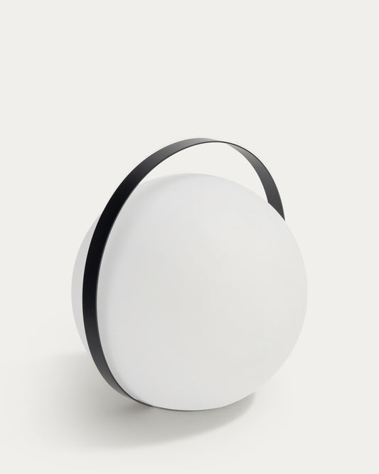 Lampe à poser nomade Dinesh avec poignée en acier noir