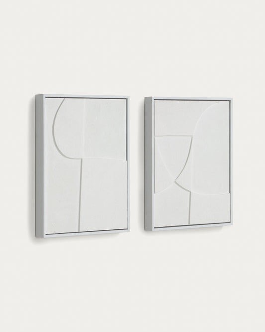 Lot Beija de 2 tableaux blanc 32 x 42 cm