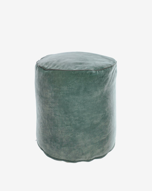 Pouf rond Brunetta en velours turquoise foncé Ø 40 cm