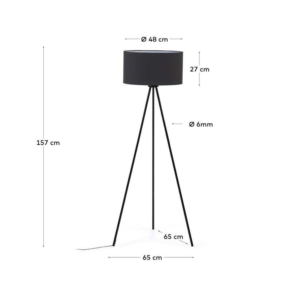 Lampadaire Ikia en métal peint noir