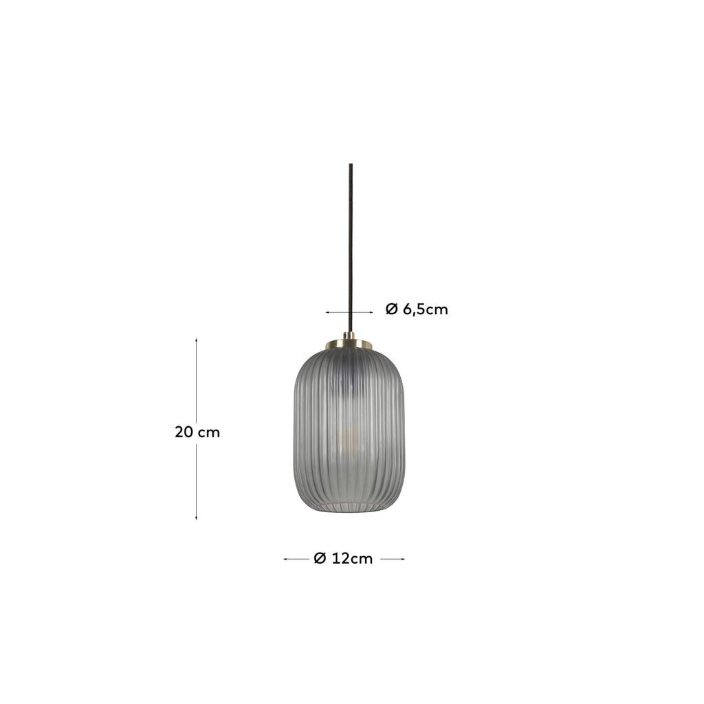 Suspension Hestia en métal finition laiton et verre gris